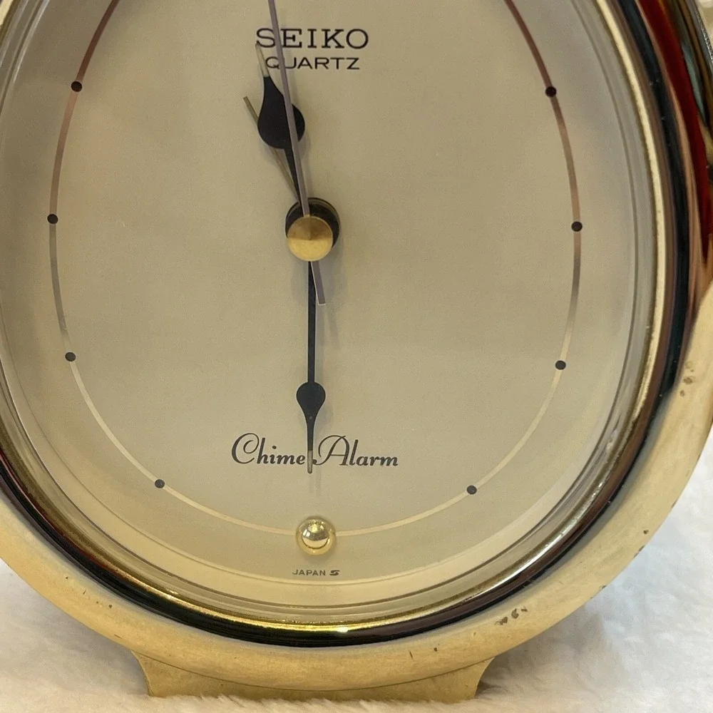 FOR PARTS Vintage‎ Seiko Quartz Chime Alarm Clock Gold Tone
